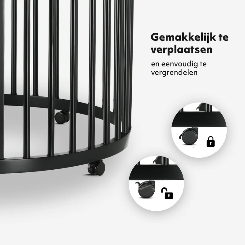 Willow Houten Ronde Box inclusief matras - Zwart