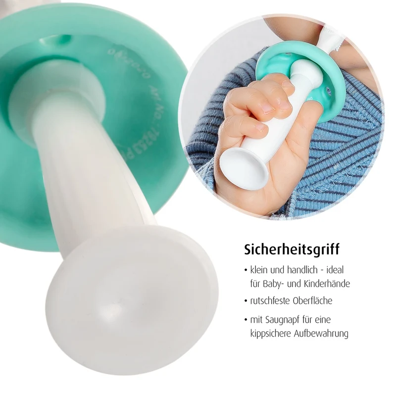 reer BabyCare Zahnputztrainer Phase 1 & 2, Türkis, 0m+