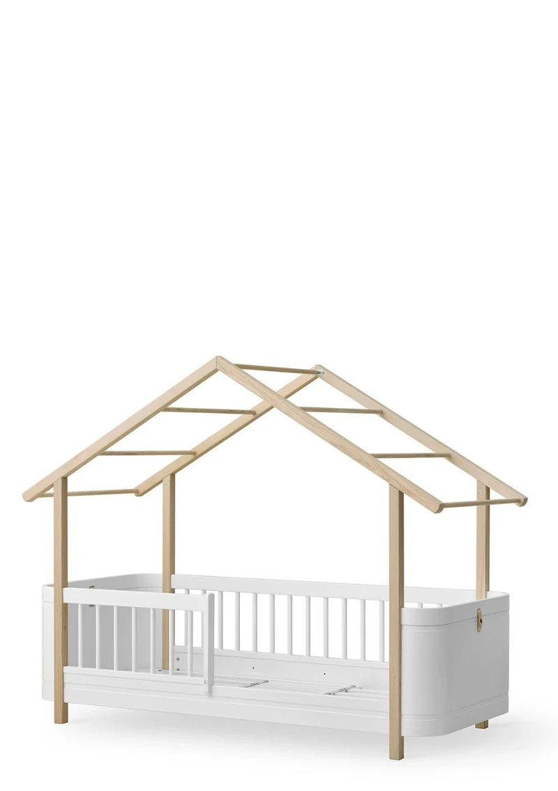 Hausbett 'Wood Mini+' Weiß / Eiche 162 x 68 cm