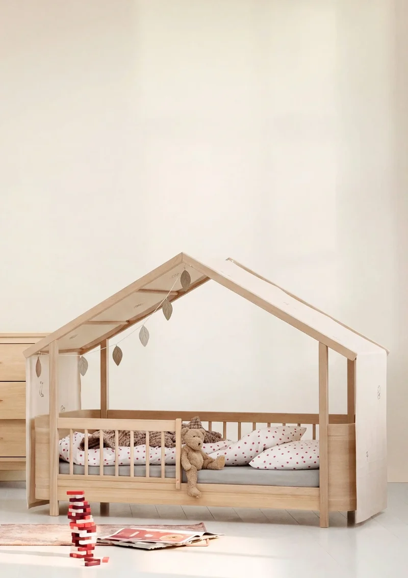 Hausbett 'Wood Mini+' Weiß / Eiche 162 x 68 cm