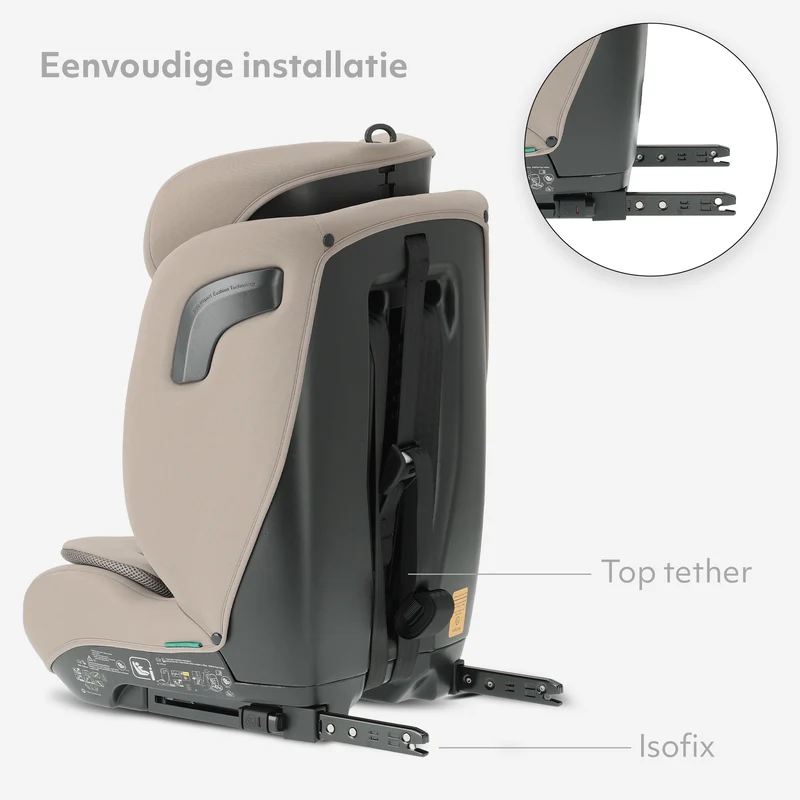 Carter Luxe i-Size/isofix Autostoel 76-150 cm - 9-36 kg - Diepe zitting - Afstelbare hoofdsteun - Veiligheidssystemen - Eenvoudig te reinigen - Groep 1/2/3 - Truffle Nougat