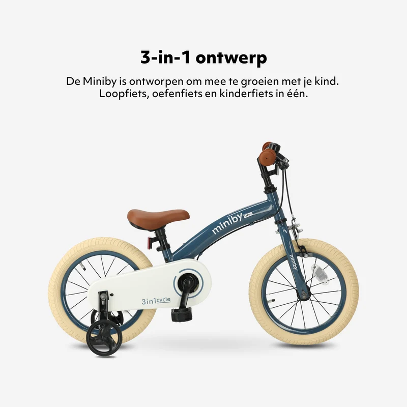 Qplay Miniby Kinderfahrrad 14 Zoll – 3-in-1 – Laufrad – Stahl