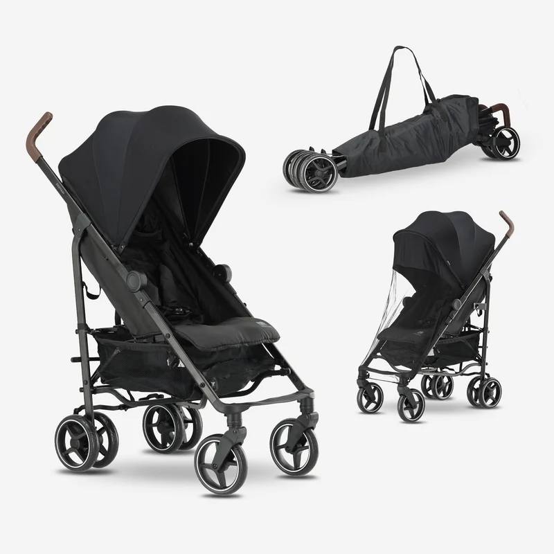 Deryan Buggy – Klappbuggy – 5-Punkt-Gurt – Moskitonetz – Tragetasche – Geeignet für Kinder bis 22 kg – Verstellbare Rückenlehne – Schwarz