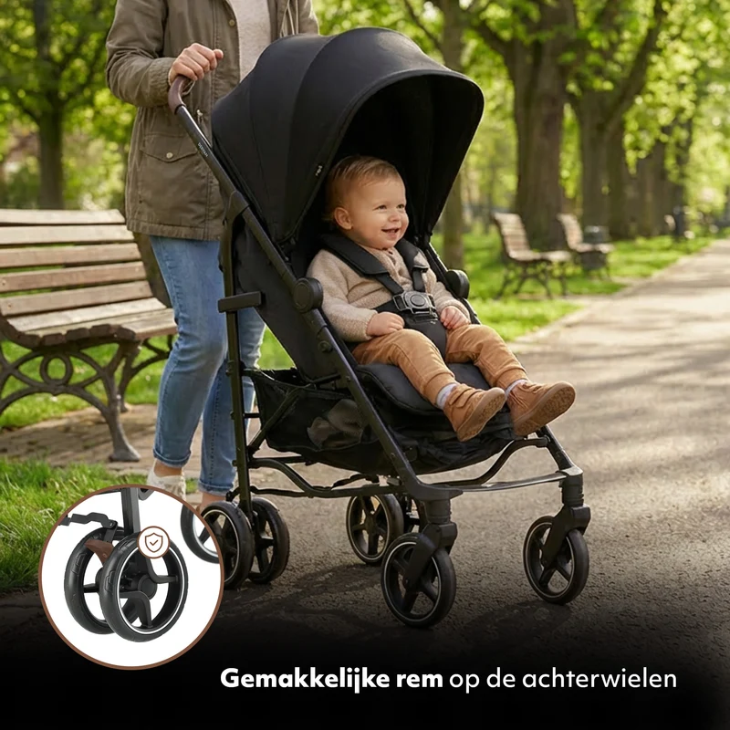 Deryan Buggy – Klappbuggy – 5-Punkt-Gurt – Moskitonetz – Tragetasche – Geeignet für Kinder bis 22 kg – Verstellbare Rückenlehne – Schwarz