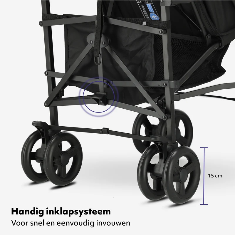 Mooiys Zeke Buggy – Klappbuggy – 5-Punkt-Gurt – Geeignet für Kinder bis 22 kg – Schwarz