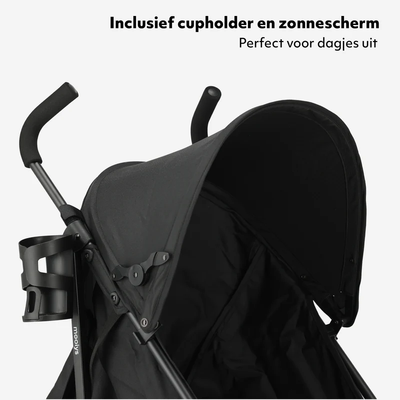 Mooiys Zeke Buggy – Klappbuggy – 5-Punkt-Gurt – Geeignet für Kinder bis 22 kg – Schwarz