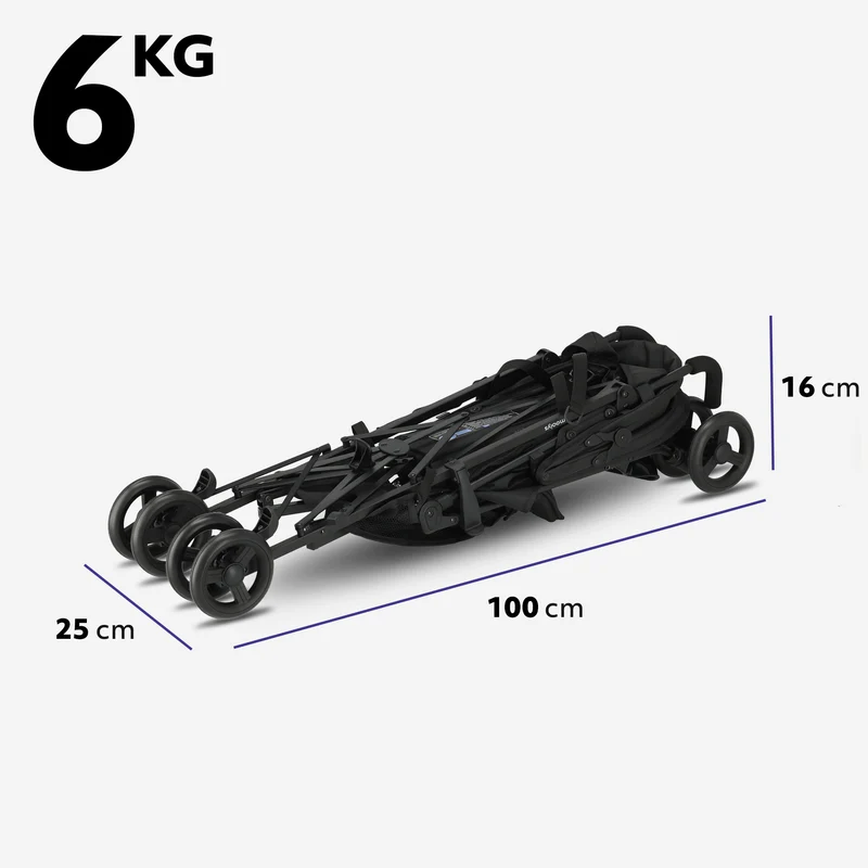 Mooiys Zeke Buggy – Klappbuggy – 5-Punkt-Gurt – Geeignet für Kinder bis 22 kg – Schwarz