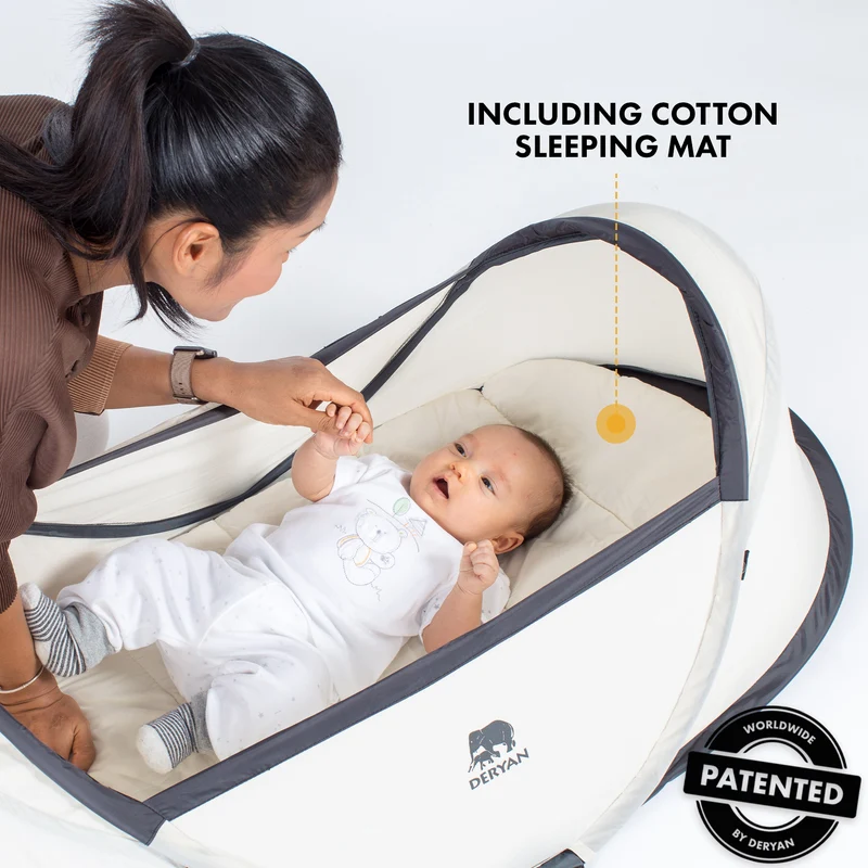 Deryan Infant BabyBox Camping Kinderbett - Baby Moskitonetz - Creme