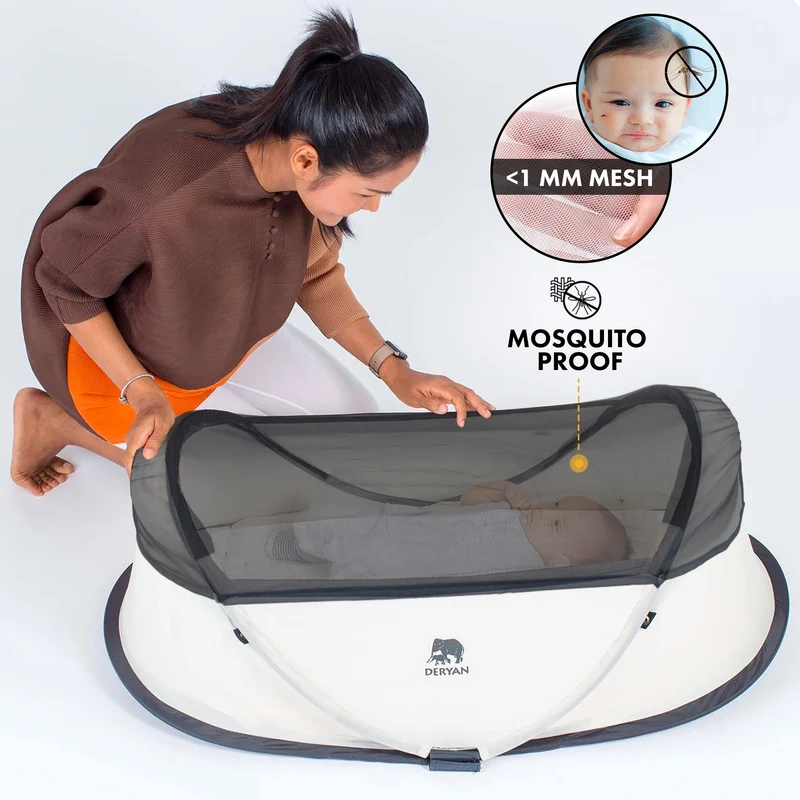 Deryan Infant BabyBox Camping Kinderbett - Baby Moskitonetz - Creme