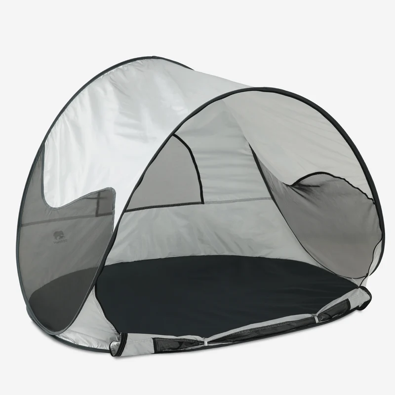 Deryan Luxuriöses Pop Up Strandzelt - Anti-UV 50+ - Silber