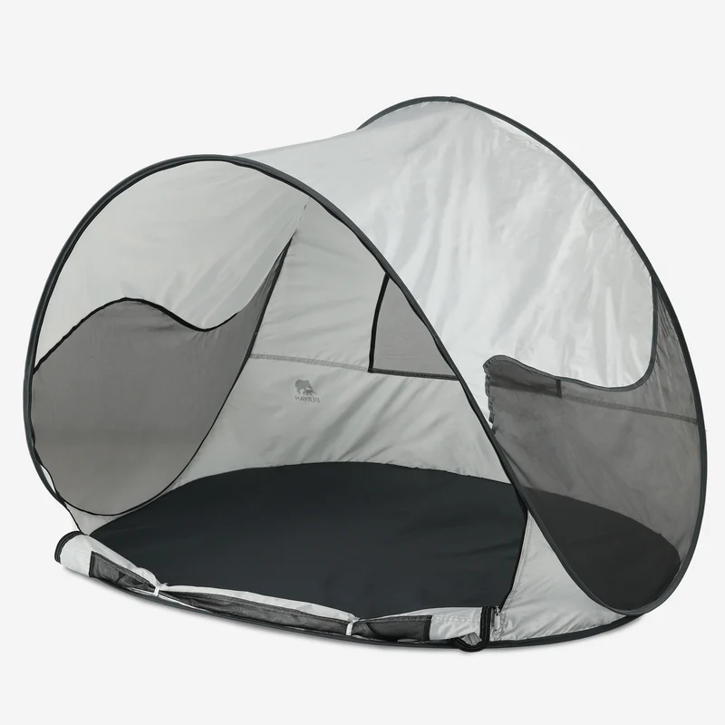 Deryan Luxuriöses Pop Up Strandzelt - Anti-UV 50+ - Silber