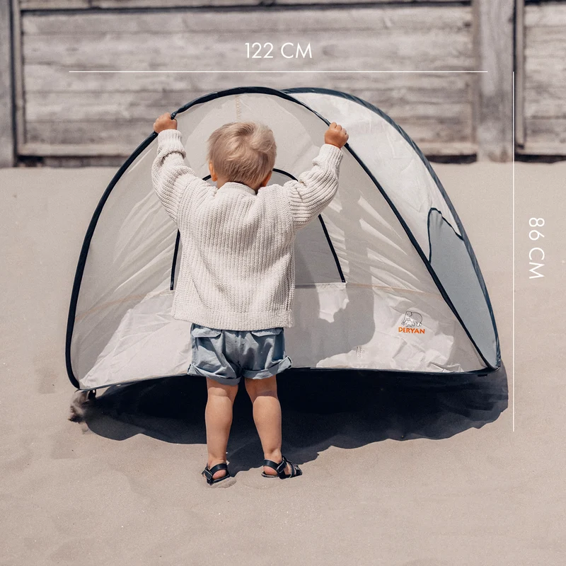 Deryan Luxuriöses Pop Up Strandzelt - Anti-UV 50+ - Creme