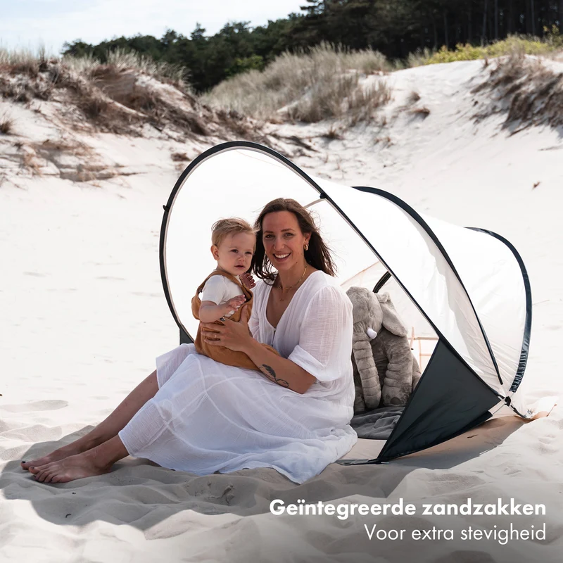 Deryan Luxuriöses Pop Up Strandzelt XXL - Anti-UV 50+ - Creme