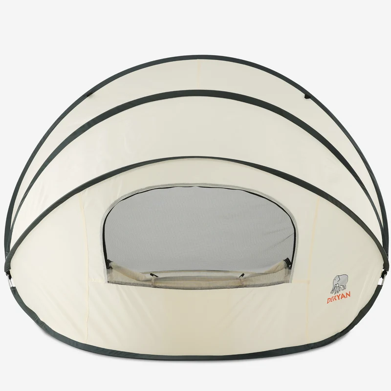 Deryan Luxuriöses Pop Up Strandzelt XXL - Anti-UV 50+ - Creme