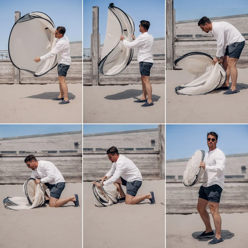 Deryan Luxuriöses Pop Up Strandzelt XXL - Anti-UV 50+ - Creme