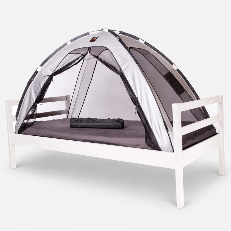Bett Zelt Moskitonetz Silber - 200x90cm - Höchste Qualität Moskitonetz