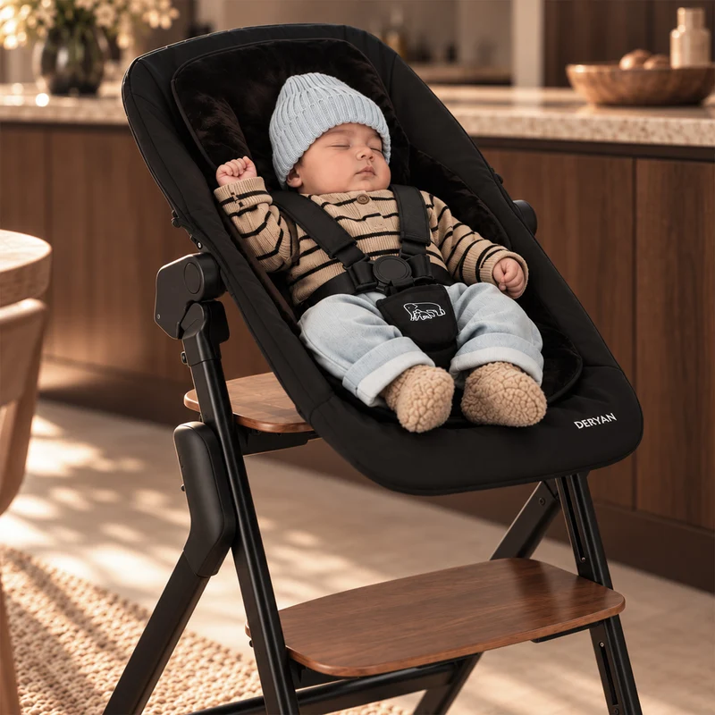 Oak Luxe Kinderstuhl mit Wippe – Schwarz