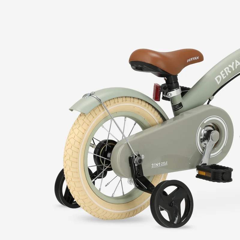 Luxus Kinderfahrrad 12 Zoll - 3 in 1 - Laufrad Grün