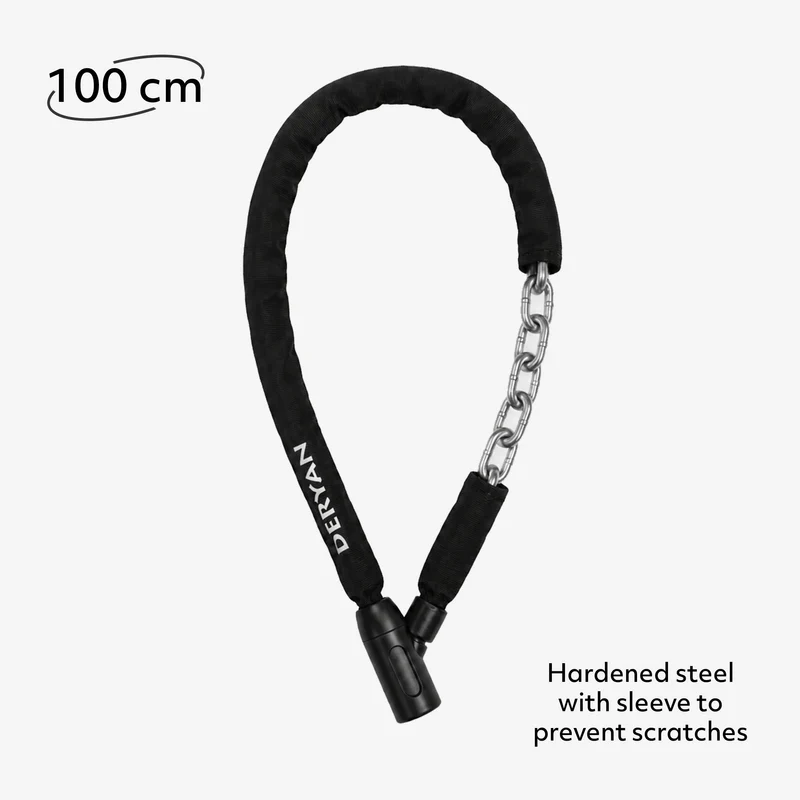 Kettingslot 100 cm – Lichtgewicht Fietsslot 650 gram – Voor Kinderfiets, Stadsfiets en Fatbike – Gehard Staal – Nylon Hoes – Inclusief 2 Sleutels – Zwart