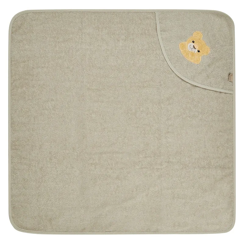 Sterntaler Kapuzenbadetuch khaki mit Löwe Leo 80x80cm