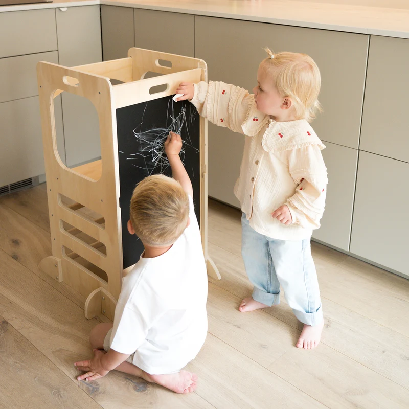 Luxe 4-in-1 Leertoren - Klimtoren met Glijbaan en Krijtbord