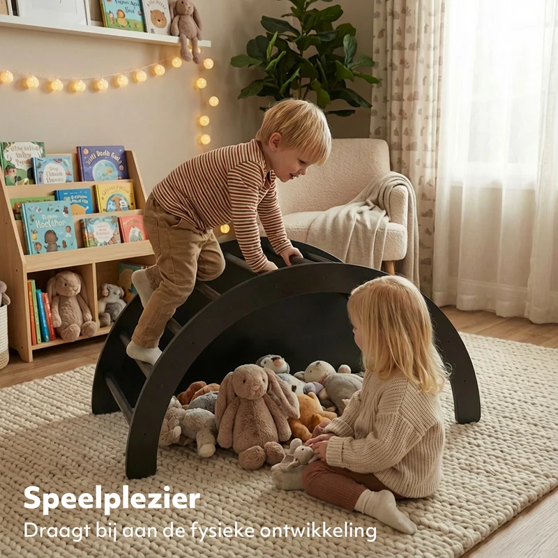Deryan Multifunctionele Klimboog - 5 in 1 model - Speelboog - Klimrek - Speeltoestel - Inclusief Kussen - Tekentafel - zwart