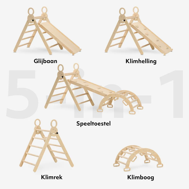 Deryan Faltbares Dreieck mit Kletterbogen und Rampe mit Klettergerüst/Rutsche
