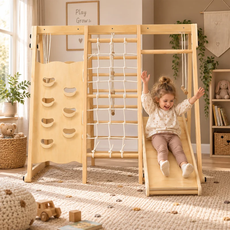 Luxe XXL Klimrek Large met klimwand, klimnet, ringen en glijbaan