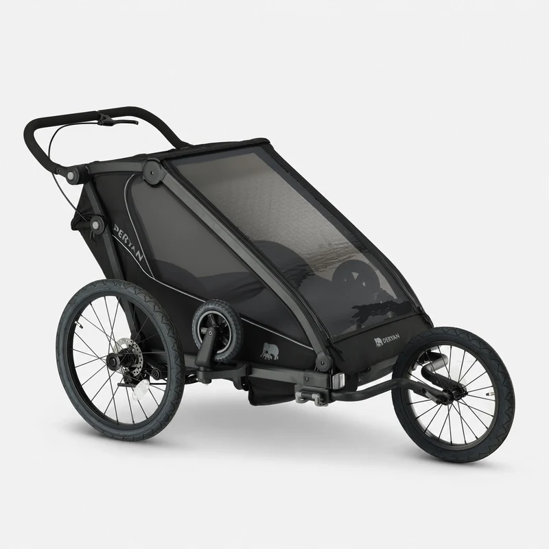 Luxe Fietskar V3 - 3-in-1 - Wandelwagen - Hardloopkinderwagen Zwart