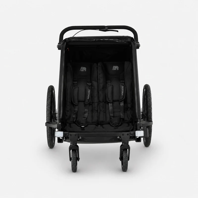 Luxe Fietskar V3 - 3-in-1 - Wandelwagen - Hardloopkinderwagen Zwart