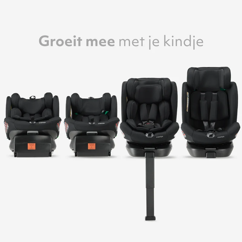 Indy Luxe Autostoel i-Size - 360° Draaibaar - Isofix - Zwart