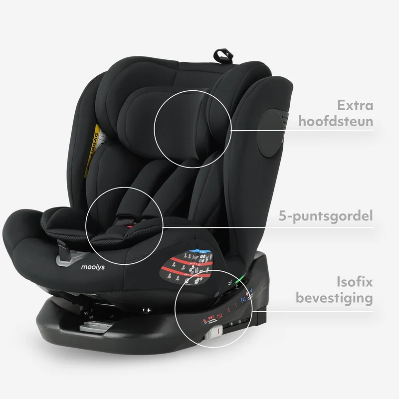 Kaya Luxe Autostoel I-Size - 360° Draaibaar - Isofix - Zwart