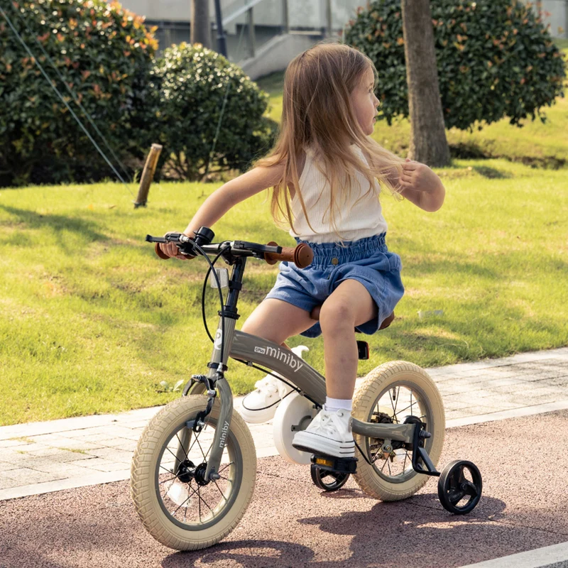 Qplay Miniby Kinderfahrrad 14 Zoll – 3-in-1 – Laufrad – Olive