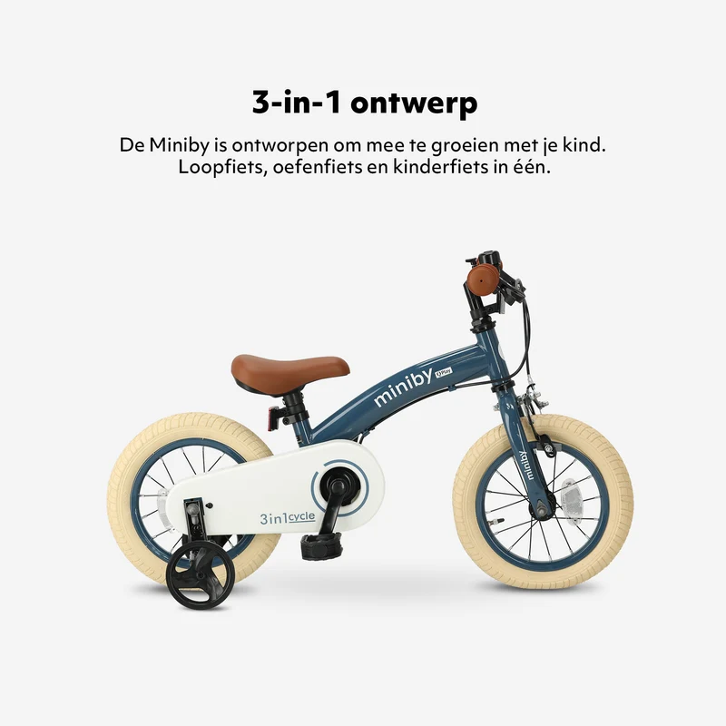 Qplay Miniby Kinderfahrrad 12 Zoll – 3-in-1 – Laufrad – Stahl