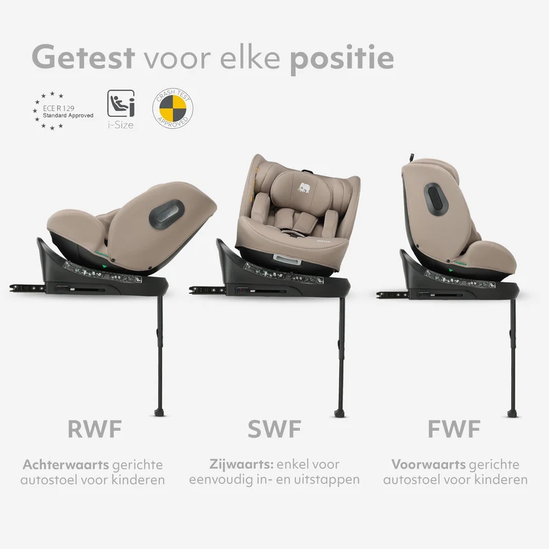 Carly Luxe i-Size Autostoel - 0-36kg - Isofix + steunpoot - 360 draaibaar - Truffle Nougat