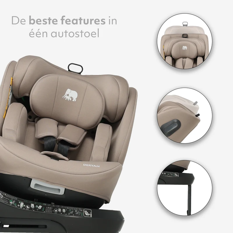 Carly Luxe i-Size Autostoel - 0-36kg - Isofix + steunpoot - 360 draaibaar - Truffle Nougat