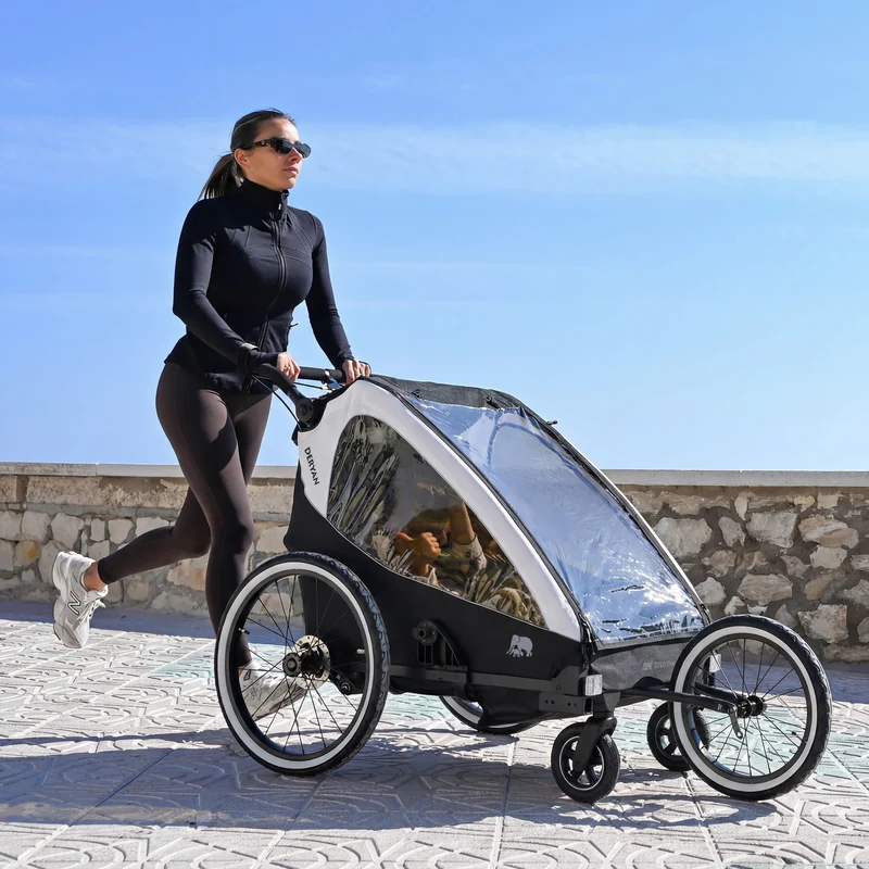 Luxe Fietskar V2 - Wandelwagen - Hardloopkinderwagen Cream