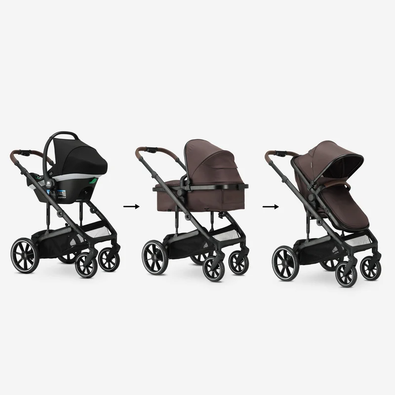 Noa 3-in-1-Kinderwagen in Schokoladenbraun