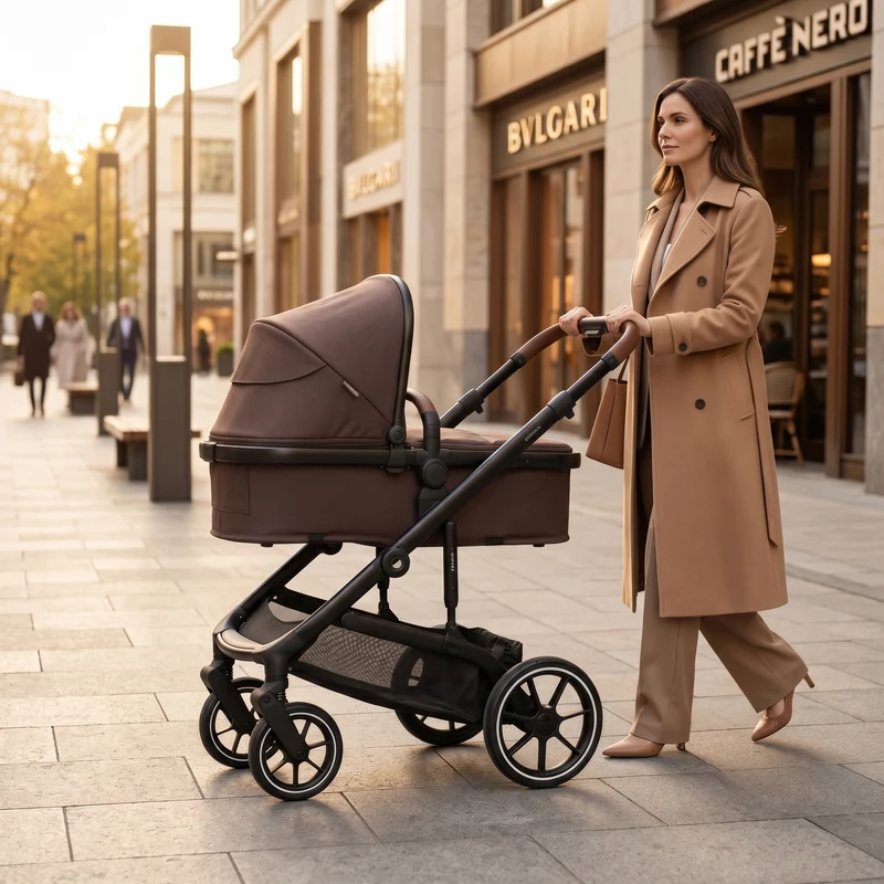 Noa 3-in-1-Kinderwagen in Schokoladenbraun