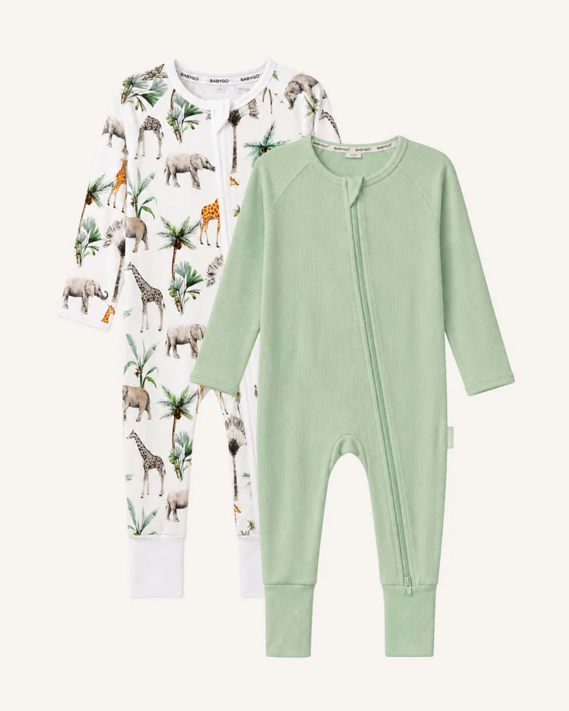 BABYGO® Schlafanzug mit Reißverschluss | 2er-Pack