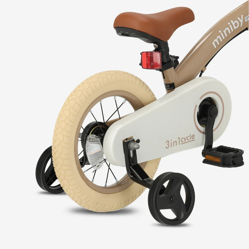 Qplay Miniby Kinderfahrrad 12 Zoll – 3-in-1 – Laufrad – Mocha