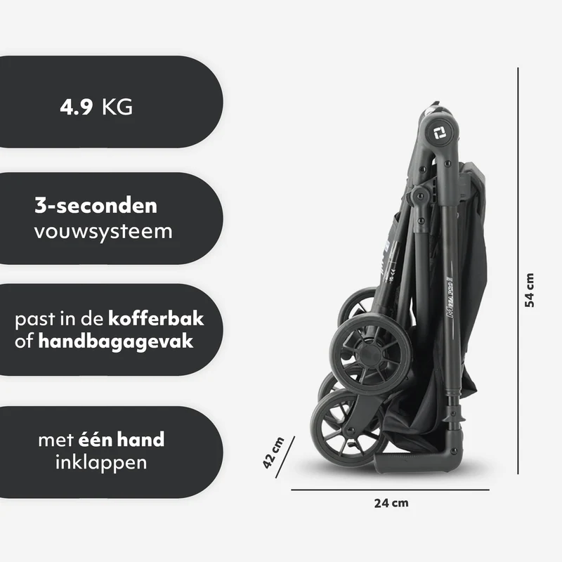 Qplay Mega Pro Leichtgewicht-Buggy – Schwarz