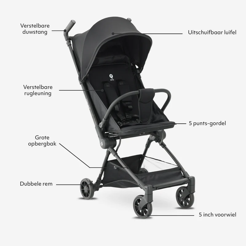 Qplay Mega Pro Leichtgewicht-Buggy – Schwarz