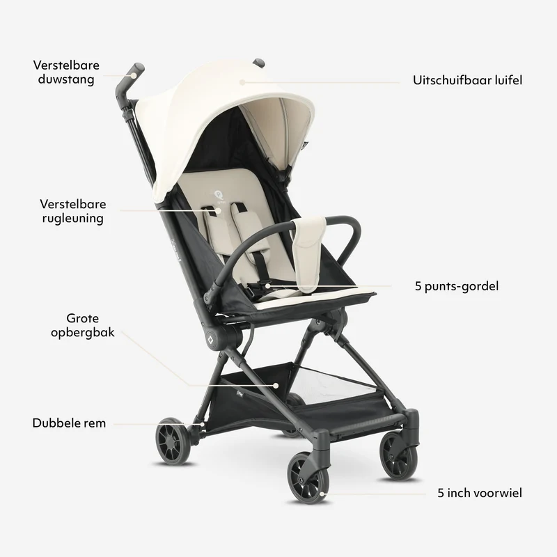 Qplay Mega Pro Leichtgewicht-Kinderwagen – Apricot