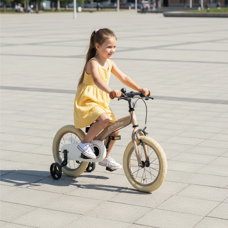 Qplay Miniby Kinderfahrrad 14 Zoll – 3-in-1 – Laufrad – Mocha