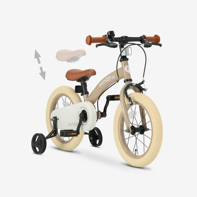 Qplay Miniby Kinderfahrrad 14 Zoll – 3-in-1 – Laufrad – Mocha