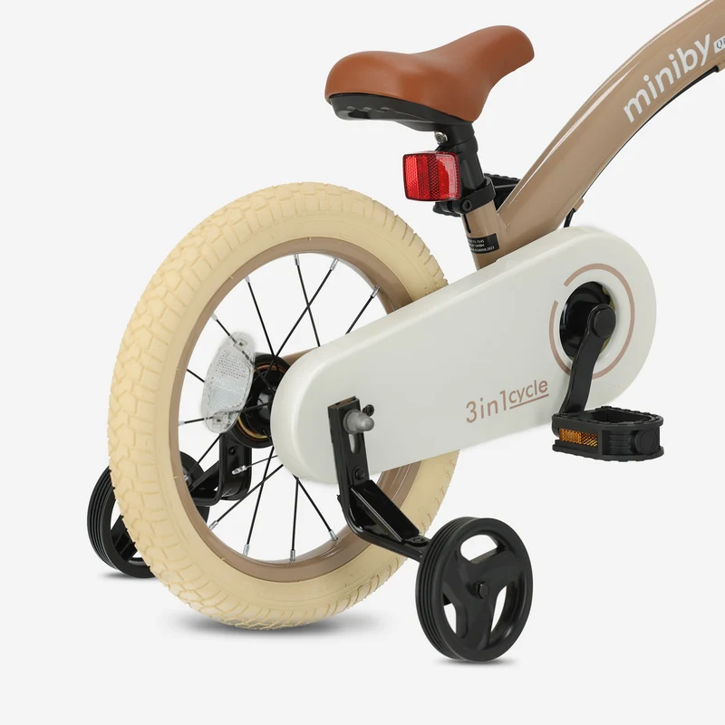Qplay Miniby Kinderfahrrad 14 Zoll – 3-in-1 – Laufrad – Mocha
