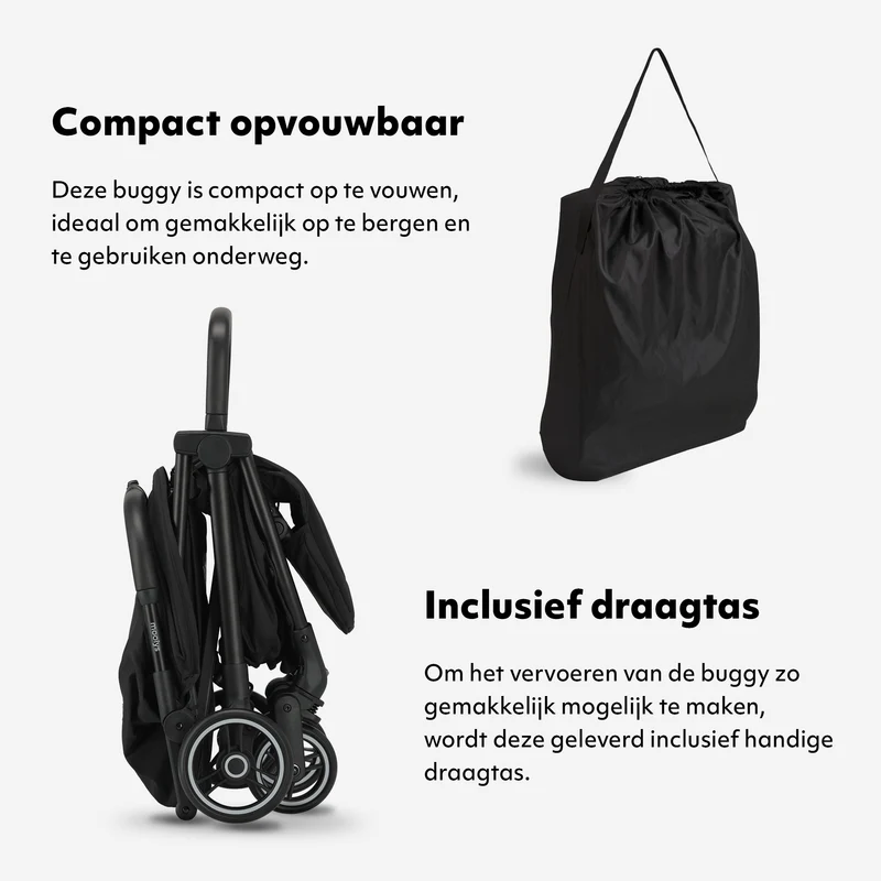 Mooiys Axel Buggy - Compacte Buggy - Klein opvouwbaar en lichtgewicht - Inclusief draagtas - Zwart