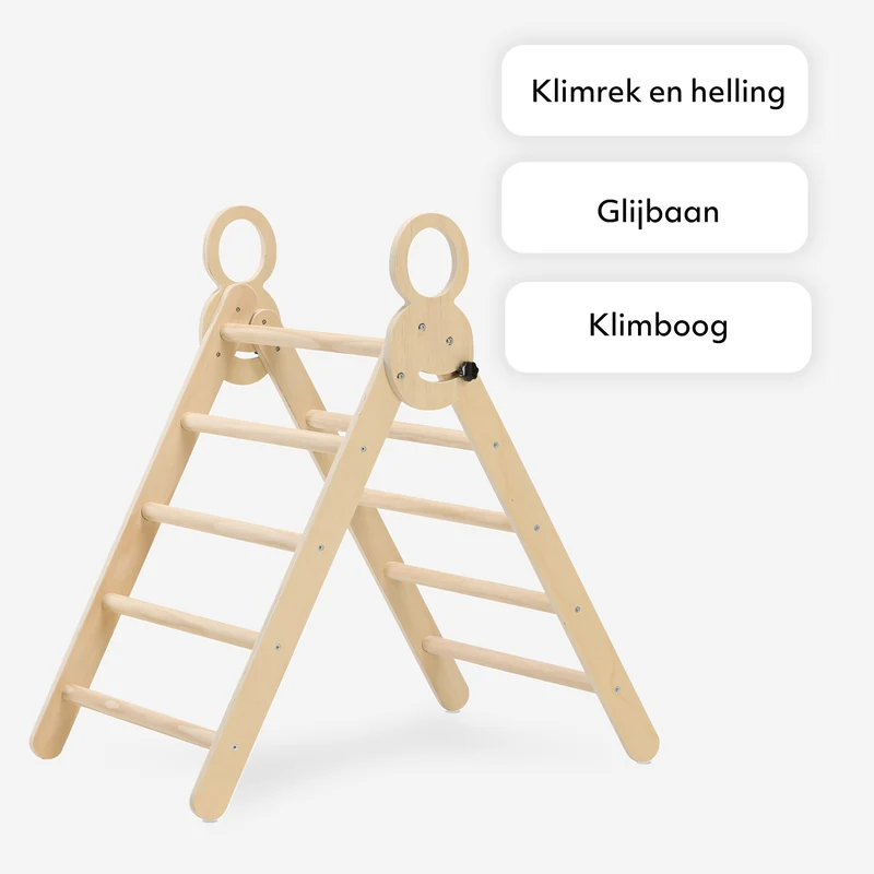 Deryan Luxe XXL Klimrek - Opvouwbare Driehoek + Klimboog + Helling met Glijbaan - Inclusief kussen