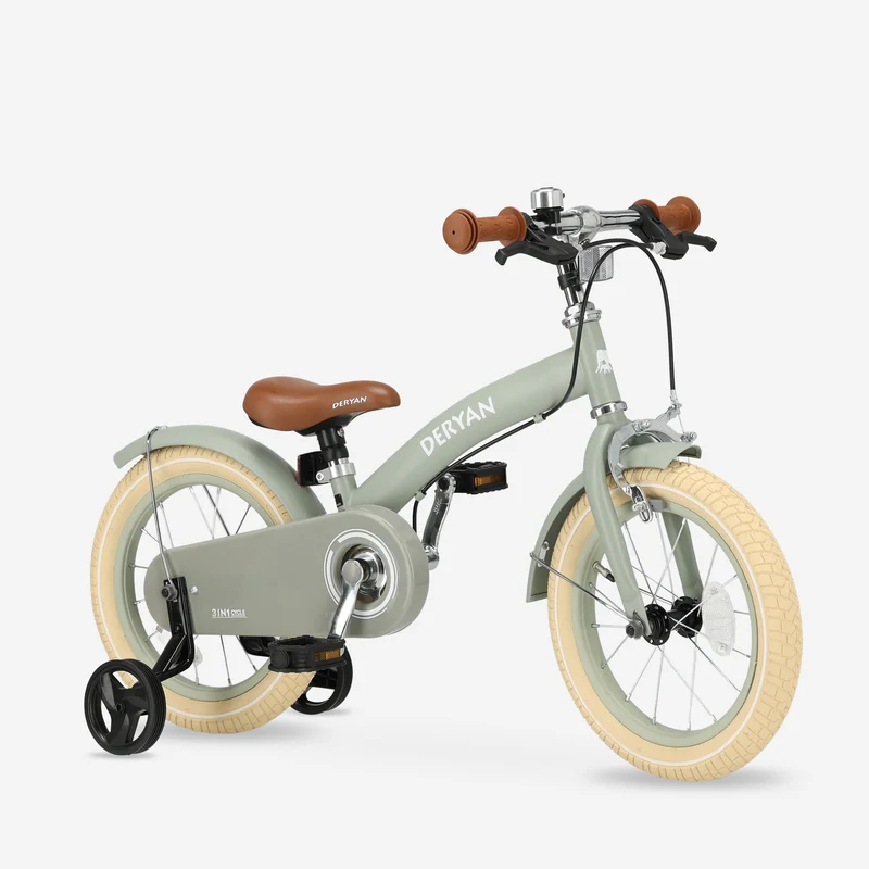 Deryan Kinderfahrrad 14 Zoll – 3-in-1 – Laufrad Grün